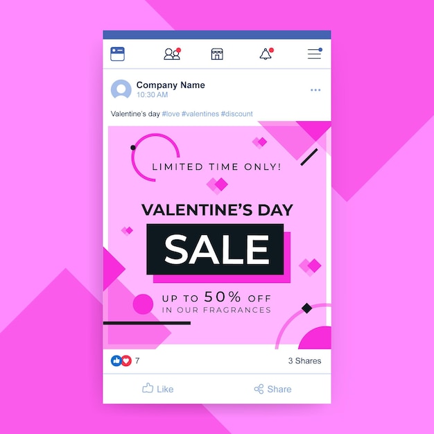 Free vector valentine day facebook post