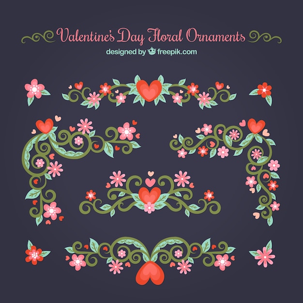 Valentine day floral ornaments