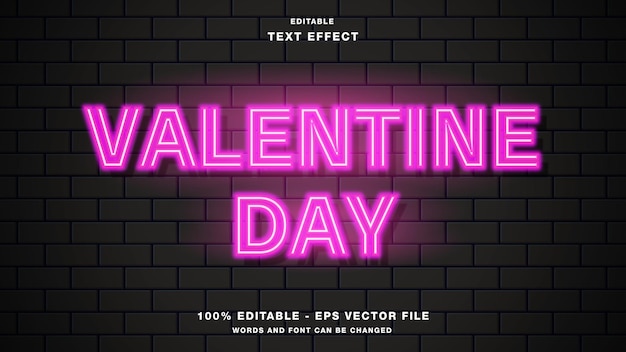 Valentine day neon editable text effect