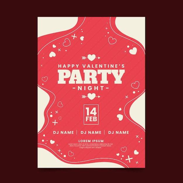 Free vector valentine day party flyer template