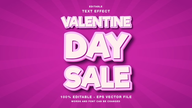 Valentine day sale cartoon 3d editable text effect