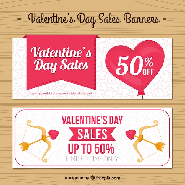 Valentine day sales banners