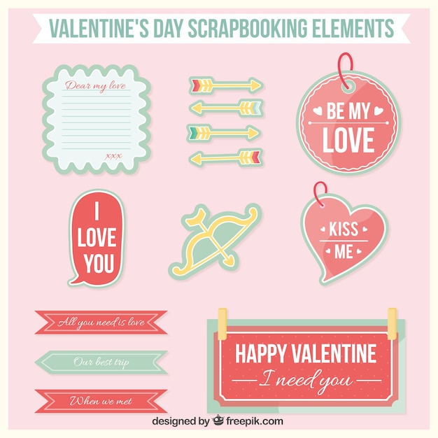 Valentine day scrapbooking elements
