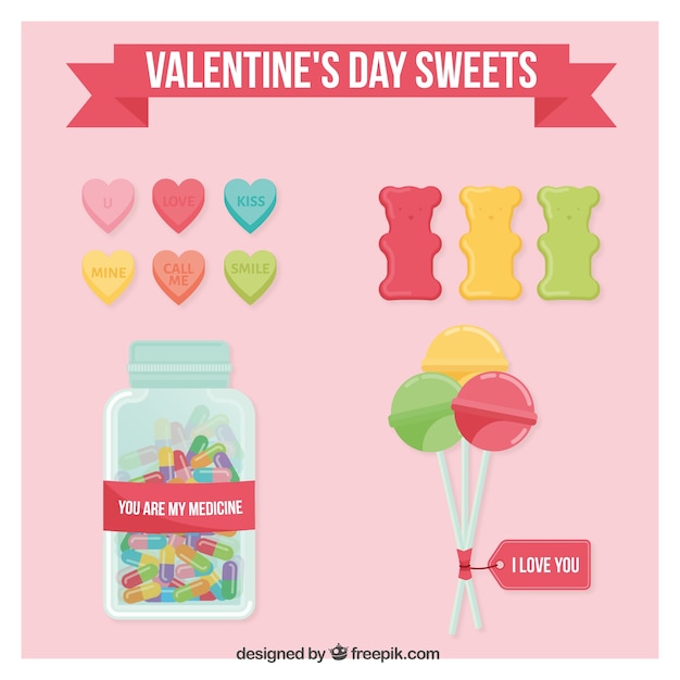 Vettore gratuito giorno di san valentino dolci