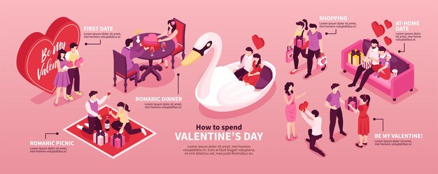 Valentine day tips horizontal infographic