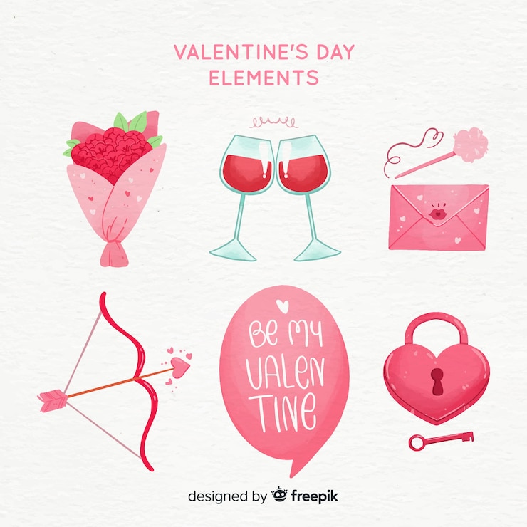 Free Vector valentine elements collection