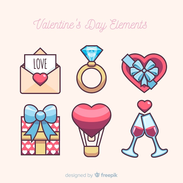 Free vector valentine elements collection