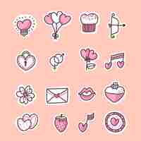 Free vector valentine elements set