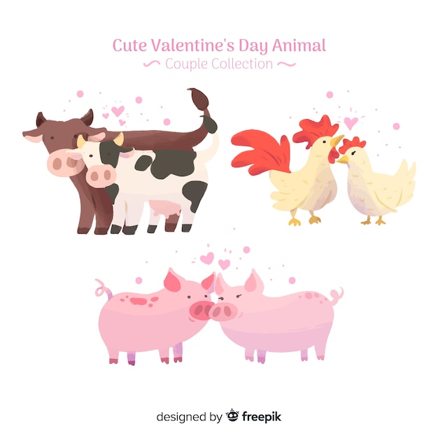 Valentine farm animal couples pack