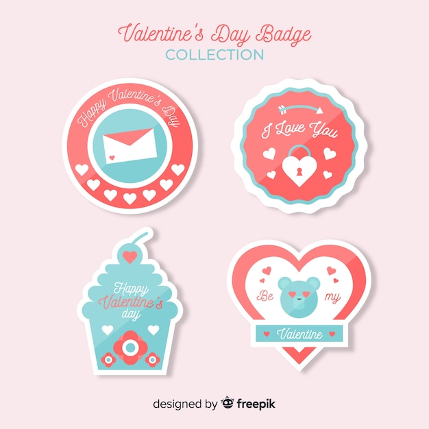 Collezione di badge flat di san valentino