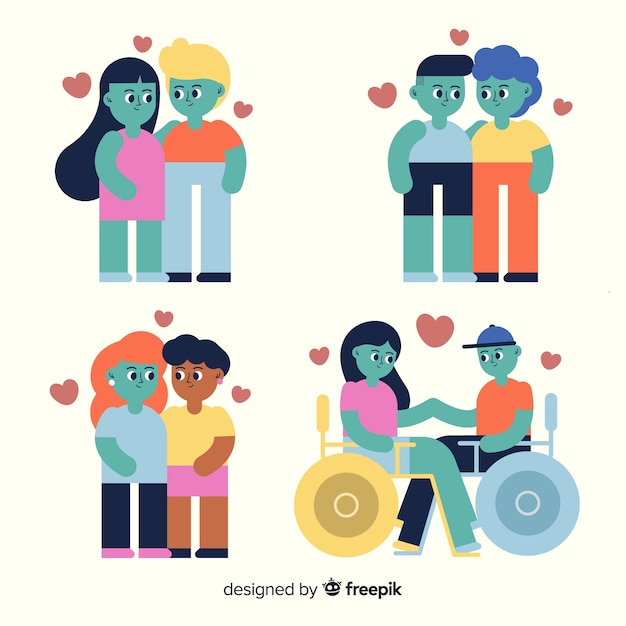 Free vector valentine flat couple pack