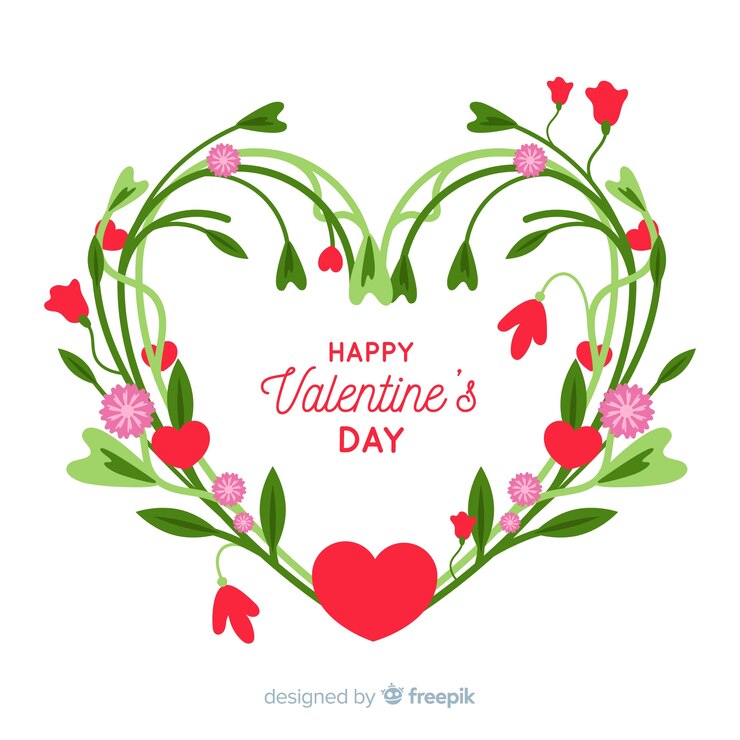 Free Vector valentine floral wreath background