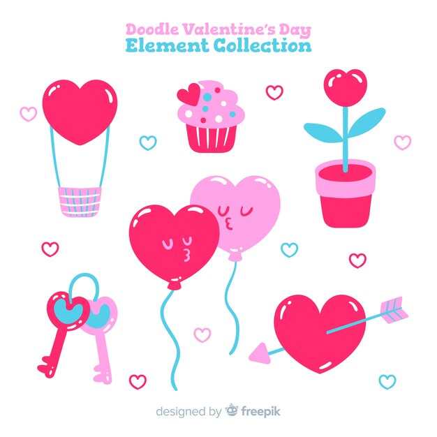 Valentine hand drawn elements collection