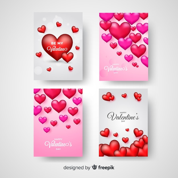 Collezione di carte cuore san valentino