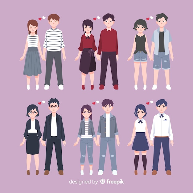 Free vector valentine matching outfits couple collection