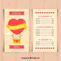 Free vector valentine menu template with balloon