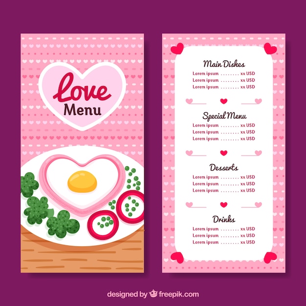 Valentine menu template