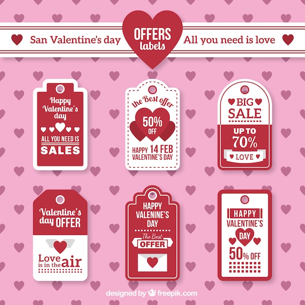 Vettore gratuito san valentino offre etichette pacchetto