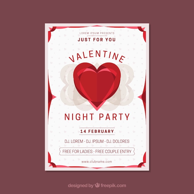 Free vector valentine poster with heart