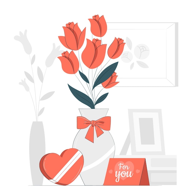 Free vector valentine's bouquet with a card concept illustration