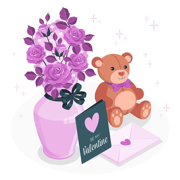 Free vector valentine's bouquet with a card concept illustration