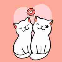 Free vector valentine's card. two cats couple in love