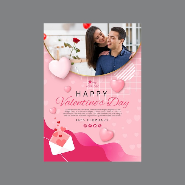 Free vector valentine's day a4 poster template