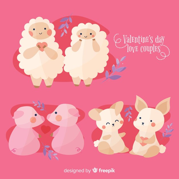 Valentine's day animal couple collecion