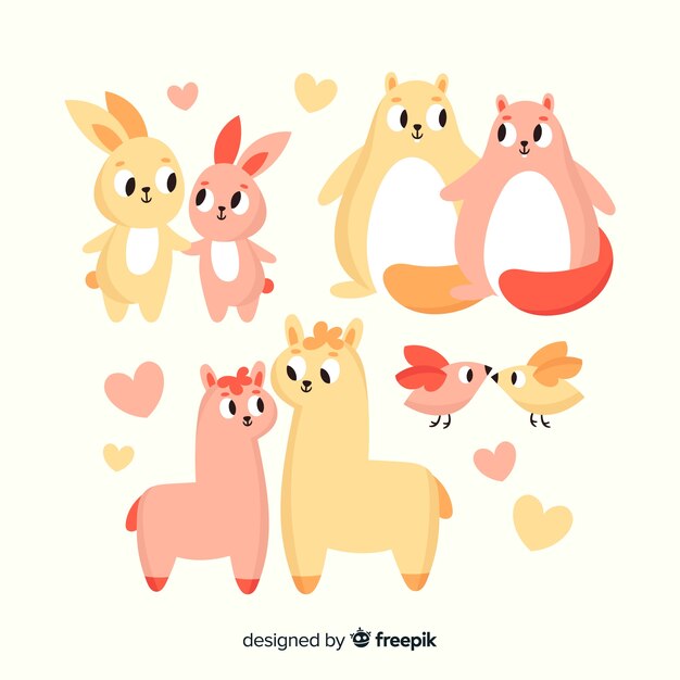 Valentine's day animal couple collection