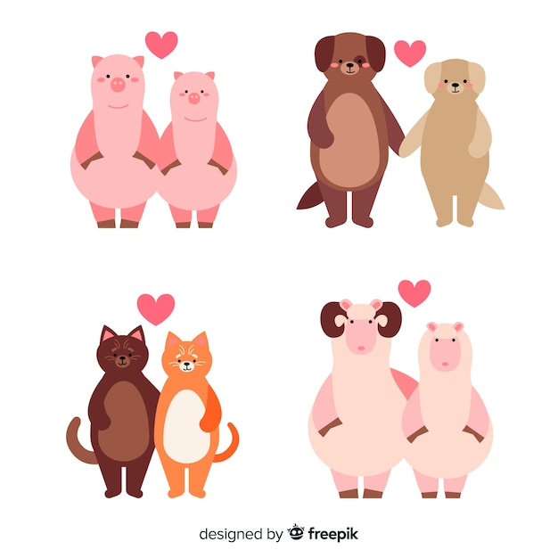 Valentine's day animal couple collection