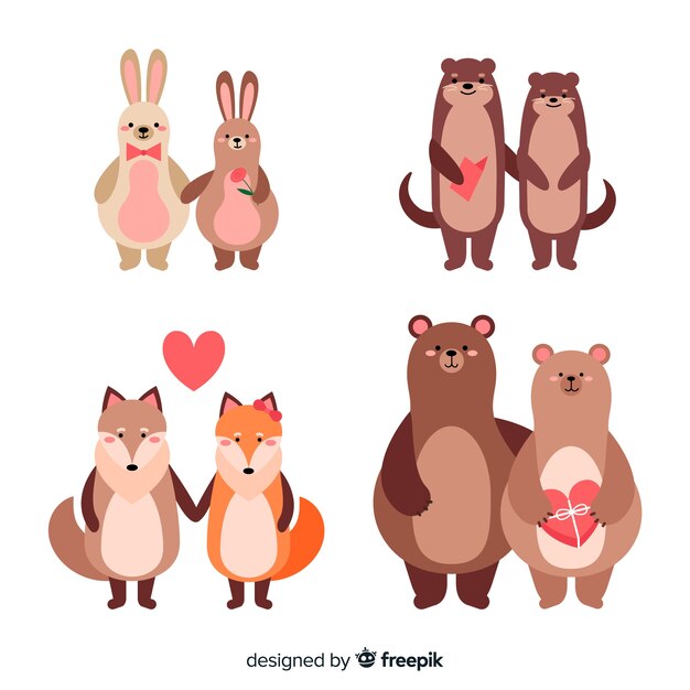 Valentine's day animal couple collection