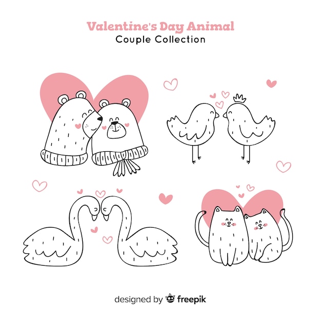 Free vector valentine's day animal couples