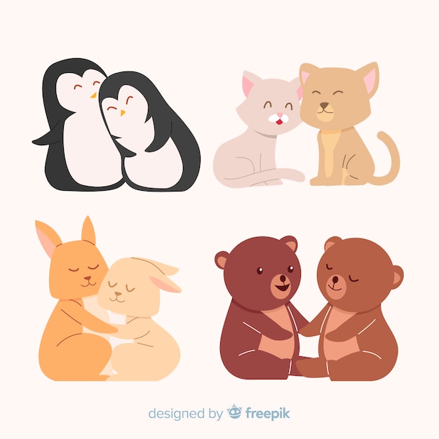 Free vector valentine's day animals couple collection