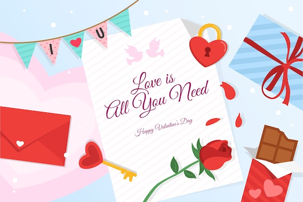 Valentine's day background in flat design