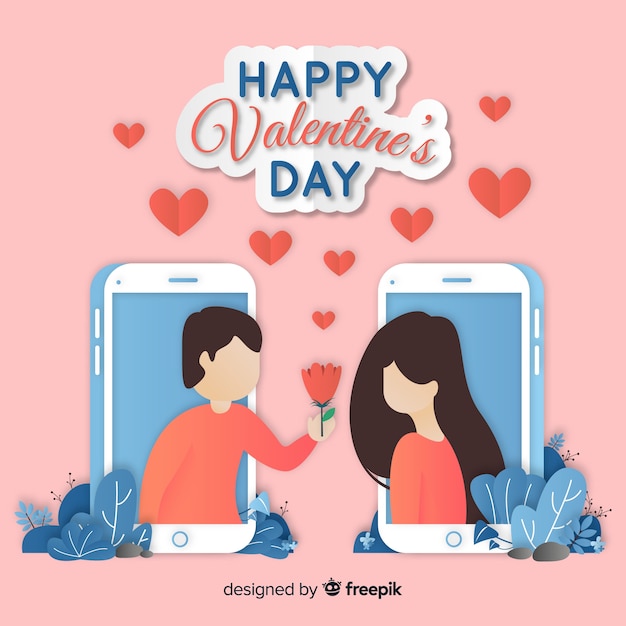 Valentine's day background in paper style