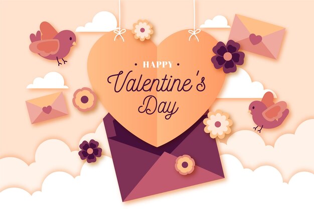 Valentine's day background in paper style