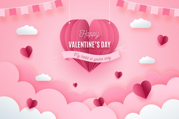 Valentine's day background in paper style