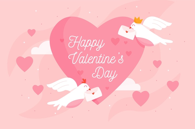 День Святого Валентина фон с птицами и конвертами