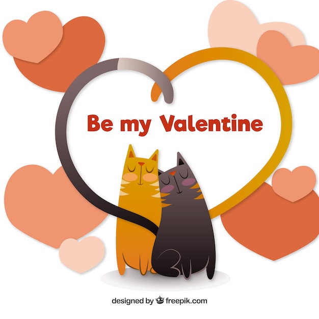 Valentine's day background with cats