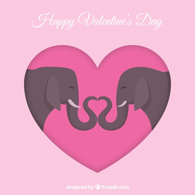 Free vector valentine's day background with elephants