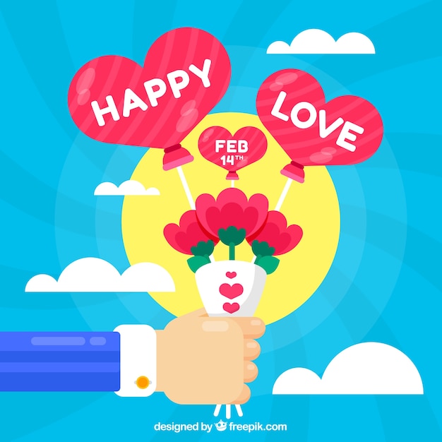 Valentine's day background with flower bouquet