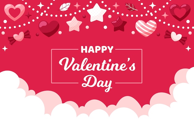 Valentine's day background with garland and stars