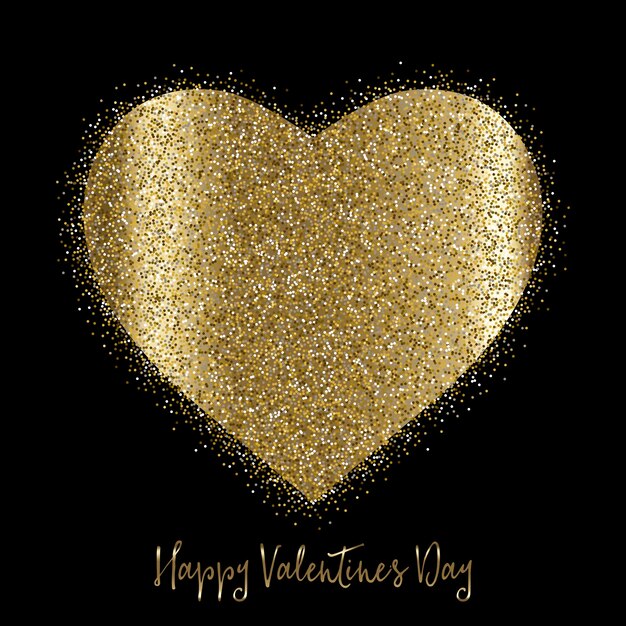 Valentine's Day background with gold glittery heart