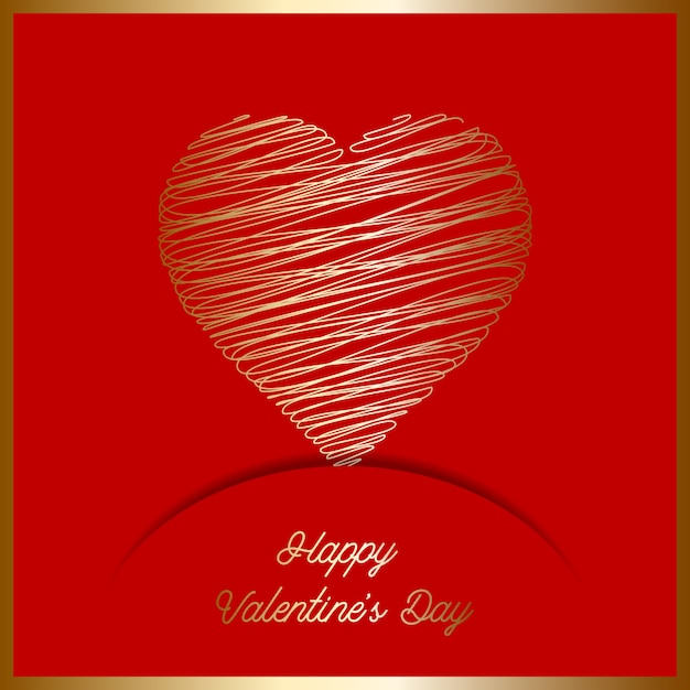 Free vector valentine's day background with gold scribble heart