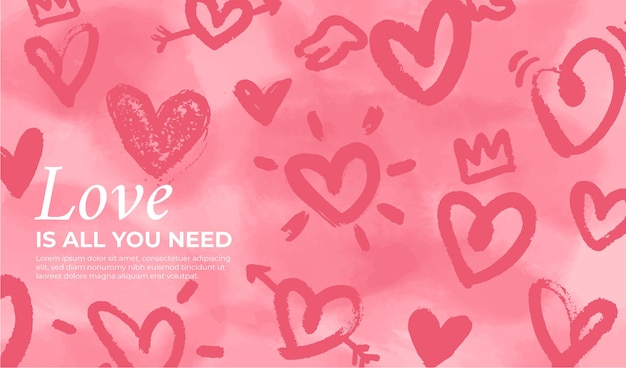 Free vector valentine's day background with handrawn hearts