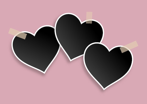 Valentine's Day background with heart shaped blank photo frames design
