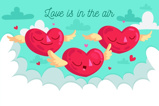 Free vector valentine's day background with hearths in flat design