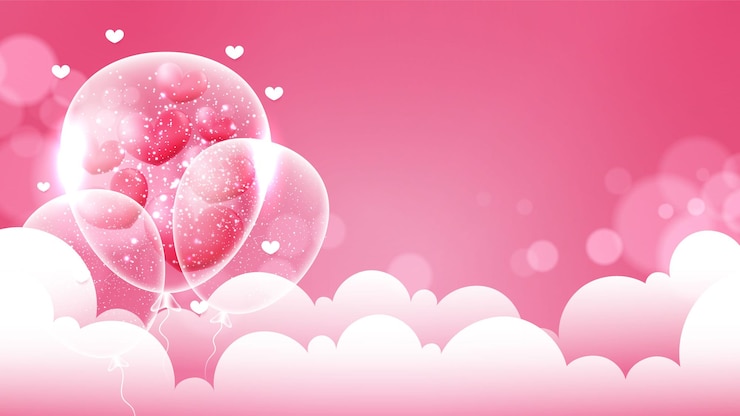 Free Vector valentine's day background with hearts and clouds