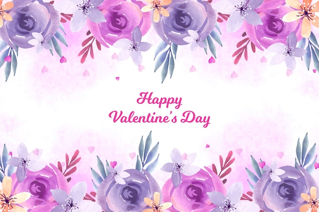 Valentine's day background with watercolor flowers