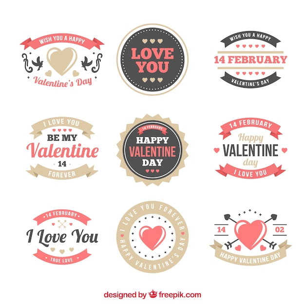 Free vector valentine's day badge collection